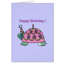 Pink Birthday Turtle 2 Birthday Greeting Card