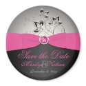 Pink, Black, and Silver Wedding Favour Magnet