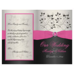 Pink, Black, and Silver Wedding Program flyers