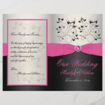 Pink, Black, and Silver Wedding Program Flyers