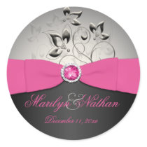 Pink, Black, and Silver Wedding Sticker