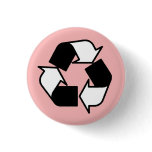 Pink Black and White recycle logo button