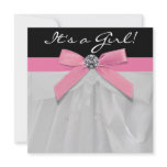 Pink Black Baby Girl Shower Personalized Invite