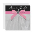 Pink Black Baby Girl Shower Personalized Invitations