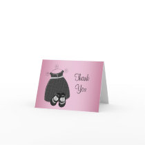 Pink Black Baby Girl Thank You Cards
