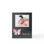 Pink Black Baby Photo Thank You Cards