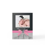 Pink Black Baby Photo Thank You Cards
