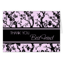 Pink Black Best Friend Bridesmaid Thank You Card