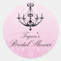Pink & Black Chandelier Bridal Shower Sticker
