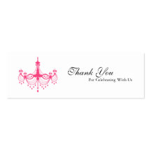 Pink & Black Chandelier Favour Tag Business Card