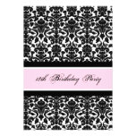 Pink Black Damask 18th Birthday Party Invitations