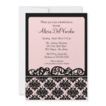 Pink & Black Damask Bridal Shower Invitation