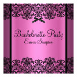 Pink & Black Damask Lace Bachelorette Invite