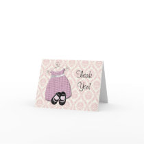 Pink Black Damask Shoes Baby Girl Thank You Cards