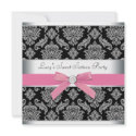 Pink Black Damask Sweet 16 Birthday Party invitations