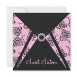 Pink Black Damask Sweet 16 Party invitations