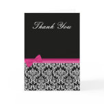 Pink & Black Damask Thank You Card