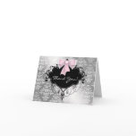 Pink Black Damask Thank You Cards