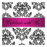 Pink Black Damask Wedding Invitation