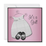 Pink Black Dress Shoes Pink Black Baby Girl Shower invitations