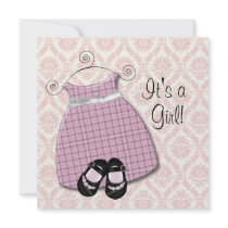 Pink Black Dress Shoes Pink Black Damask Baby Girl Custom Invite