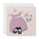 Pink Black Dress Shoes Pink Black Damask Baby Girl invitations