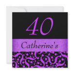 Pink black elegant any age celebration invitations