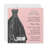Pink Black Elegant Quinceanera Invitations