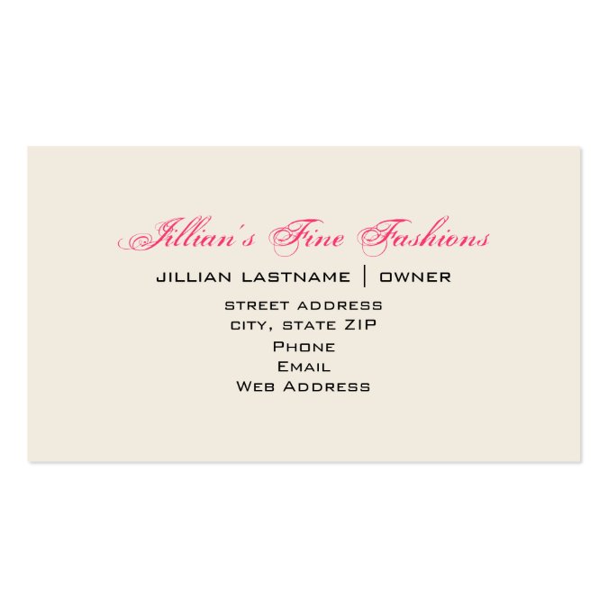 Pink Black Fascinator On Hat Stand Clothing Store Business Card
