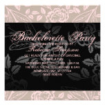 Pink & Black Flower Bachelorette Party Invitation
