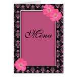 Pink & Black Flowers -  Wedding Menu Cards