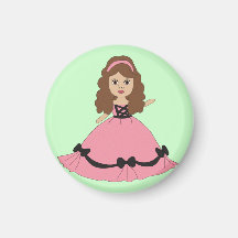 Pink & Black Gown Princess 1 Fridge Magnets