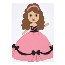 Pink & Black Gown Princess 1 Invites