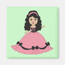 Pink & Black Gown Princess 2 Refrigerator Magnets