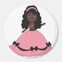 Pink & Black Gown Princess 3 Refrigerator Magnet