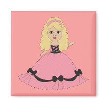 Pink & Black Gown Princess 4 magnets