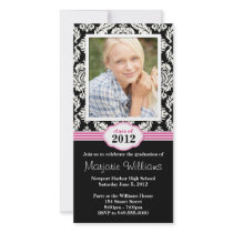 Pink Black Graduation Invitation Class of 2012 Personalised Photo Card