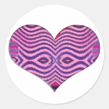 pink black heart round stickers