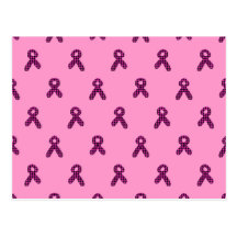 Pink/Black Houndstooth Awareness Ribbon Pattern Postcard