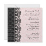 Pink Black Lace Pearls Baby Girl Shower