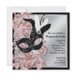 Pink Black Mask Pink Black Masquerade Party invitations