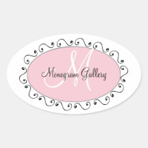 Pink Black Monogram Sticker for Business