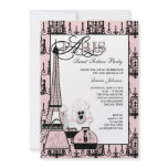 Pink Black Paris Chandelier Sweet 16 Party invitations