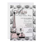 Pink Black Paris Chandelier Sweet Sixteen Party invitations