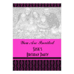 Pink black pattern party custom invites