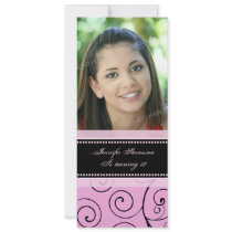 Pink Black Photo 18th Birthday Party Invitations