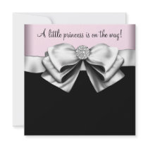 Pink Black Princess Baby Girl Shower Personalized Announcement