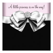 Pink Black Princess Baby Girl Shower Personalised Invite