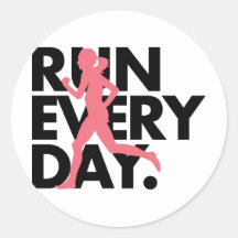 Pink/Black "Run Every Day" Stickers