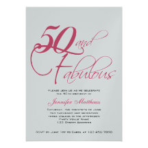 Pink Black Silver 50th Birthday Invitations